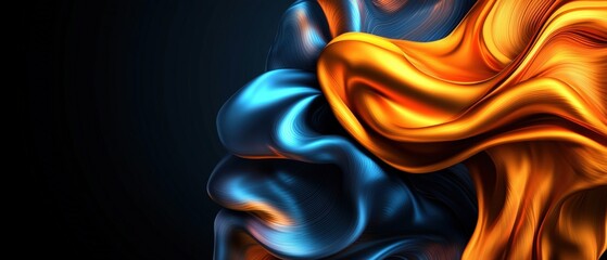 Aufkleber - Abstract background featuring blue and orange waves with a blurred photo effect for design purposes