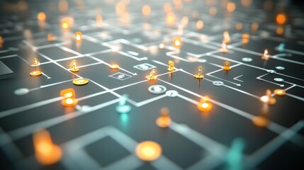 Poster - illuminated circuit pathways and data points digital realm abstract visualization futuristic setting