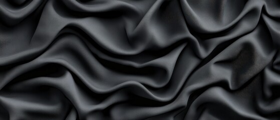 Aufkleber - Black silk fabric texture background showcasing smooth and elegant material for design and textile applications