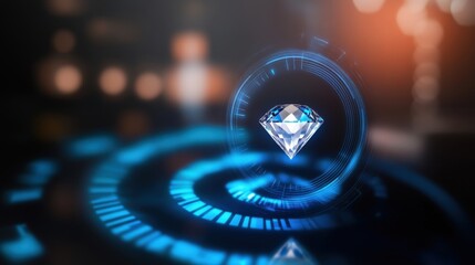 Poster - Digital diamond showcase virtual studio 3d render futuristic close-up luxury and technology fusion