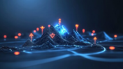 Poster - Dynamic digital landscape visualization virtual environment 3d graphics futuristic setting aerial perspective data representation