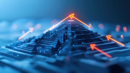 Poster - Dynamic visualization of a digital pyramid structure abstract concept tech environment futuristic viewpoint data representation