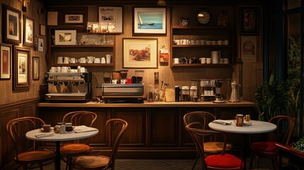 This is a warm and inviting coffee shop that showcases beautiful wooden accents and abundant lush greenery