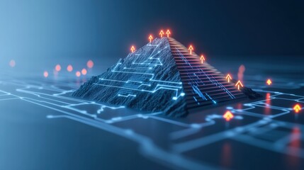 Poster - Digital pyramid structure virtual environment 3d visualization technology landscape futuristic concept