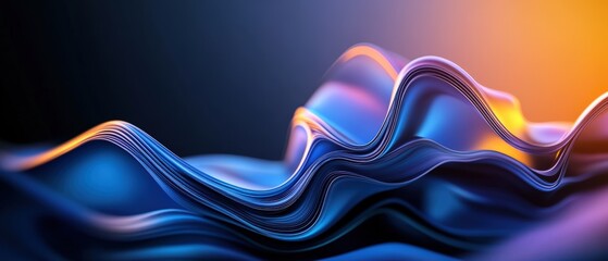 Aufkleber - Abstract 3d background with wavy lines and textured surface for digital design projects