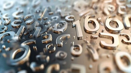 Poster - A captivating 3D visualization of metallic numbers, perfect for digital design and technology themes.