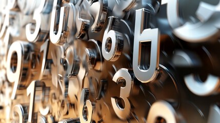 Poster - A captivating 3D visualization of metallic numbers, perfect for digital design and technology themes.
