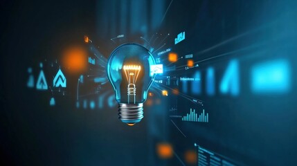 Poster - innovative lightbulb concept digital space 3d visualization high-tech environment futuristic viewpoi