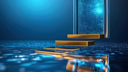 Poster - Stairway to innovation a futuristic portal concept digital realm visual art aquatic environment dramatic perspective