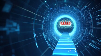 Poster - Digital crown ascension virtual realm graphic visualization high-tech environment futuristic perspective conceptual innovation