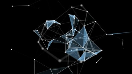 Poster - Futuristic plexus video animation with glowing triangles in slow motion, 4096x2304 loop 4K