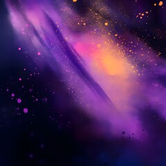 Wall Mural - abstract space background with purple and yellow colors on a dark background.