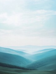 Leinwandbilder - Vast blue mountain landscape under a cloudy sky at dawn. Generative AI