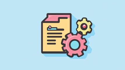 Poster - Document Management System Icon, Workflow, Process, Vector Illustration