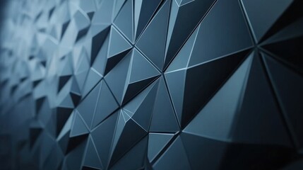 Poster - Abstract geometric pattern of dark blue triangular shapes creating a textured surface