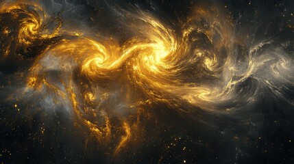 Wall Mural - Abstract magic gold dust background over black. Beautiful golden art widescreen background