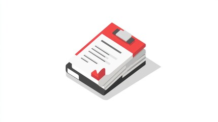 Poster - Isometric Illustration of Stacked Documents