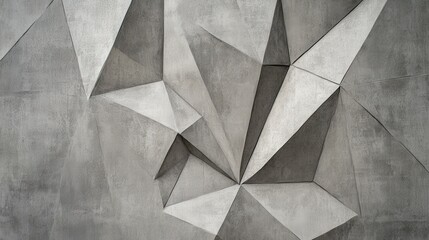 Poster - Abstract geometric wall design featuring sharp angles and textured surfaces in neutral tones
