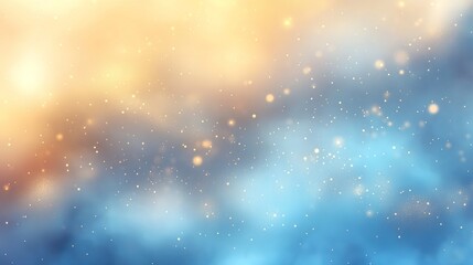Poster - Abstract Blue and Gold Sparkle Background Soft Light Glowing Elegant Design Festive Holiday Texture Digital Art Modern Illustration Background Image  