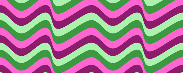 Aufkleber - Abstract colorful background with psychedelic groovy waves seamless pattern in floral colors. Retro wavy pattern in pink, green, purple colour vector illustration in trendy 1970s 