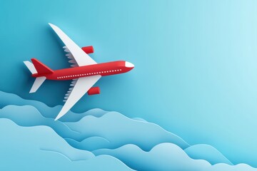 Aufkleber - Leadership concept displayed through digital paper craft with a confident airplane flying in a bright blue sky. Generative AI