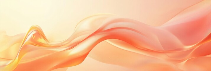 Aufkleber - Abstract flowing waves in soft orange and yellow shades creating a soothing background for various applications. Generative AI