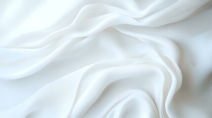 Poster - Elegant white silk fabric with soft waves and gentle folds creating subtle shadows and highlights on pure textile surface. Luxury background for wedding designs.