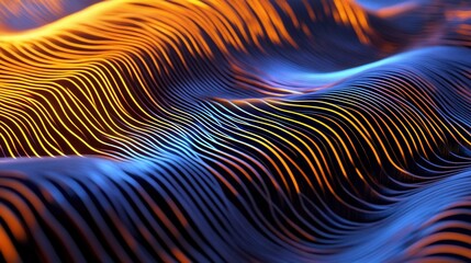 Poster - abstract waves of vibrant colors flowing in a digital landscape, creating a mesmerizing visual effec