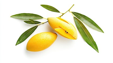 Wall Mural -   A pair of oranges perched on a leafy green branch above a white countertop