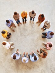 Poster - Cozy team bonding circle with diverse group engaged in coaching activities during a workshop session. Generative AI