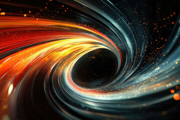 Poster - A swirling vortex of vibrant colors and cosmic dust, leading to a dark, mysterious center.