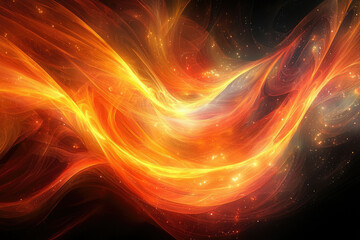 Aufkleber - Abstract fiery cosmic swirls and nebulae, glowing with vibrant orange and yellow energy.