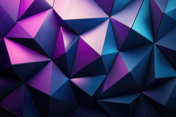 Poster - Abstract 3D rendering of a geometric pattern with dark purple and blue metallic triangles.