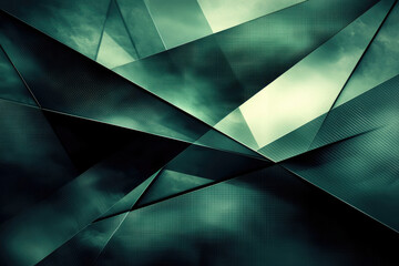 Poster - Abstract dark green geometric shapes overlap creating a modern and stylish design.