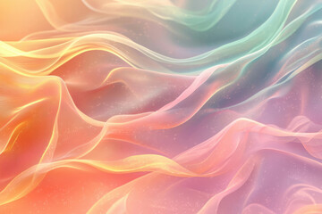 Poster - Abstract pastel waves of fabric, shimmering with light, creating a dreamy, ethereal aesthetic.