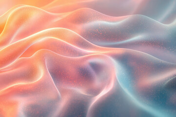 Wall Mural - Abstract pastel fabric waves with subtle sparkle and soft light, creating a dreamy and ethereal mood.