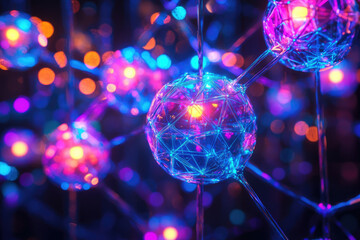Poster - Abstract glowing orbs connected by lines, resembling a molecular structure or neural network.