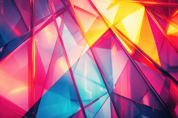 Poster - Abstract artwork featuring vibrant, colorful, geometric shapes and glass-like textures.