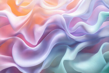 Poster - Abstract pastel fabric waves, soft, flowing, colorful, and dreamy.