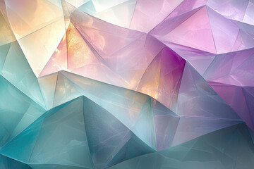 Poster - Abstract image of translucent geometric shapes in pastel hues creating a dreamy, ethereal landscape.