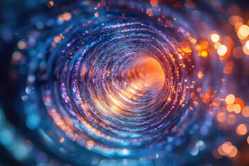 Poster - A swirling vortex of vibrant blues and oranges, glowing with inner light, evokes a sense of cosmic energy and infinite possibilities.