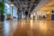 © Abraham - Office hallway, people walking, blurred background, modern design, business
