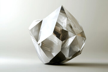 Aufkleber - A crystalline sculpture, multifaceted and translucent, rests on a neutral background.