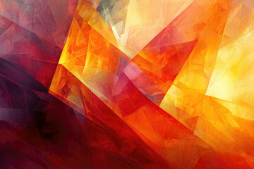 Poster - Abstract art showcasing vibrant, geometric shapes in fiery oranges and deep reds, creating a dynamic interplay of light and shadow.