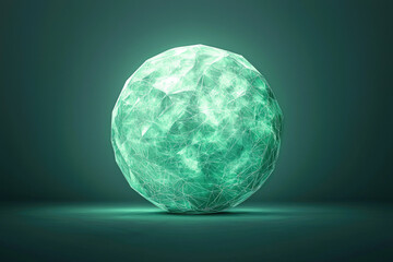 Poster - Glowing teal polygonal sphere, abstract 3D render, futuristic technology concept.
