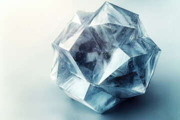 Aufkleber - A stunning, faceted crystal, icy blue and translucent, with intricate geometric structure.