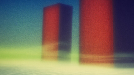 Poster - Abstract urban landscape with blurred towers and vivid colors