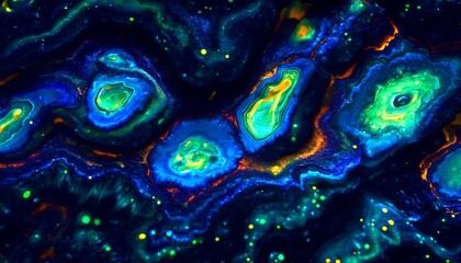 abstract cosmic nebula galaxy background with swirling blue green lights