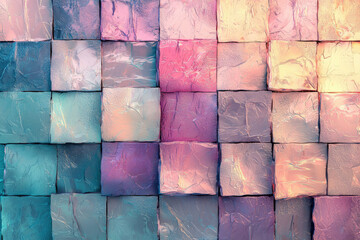 Poster - Abstract pastel-colored square tiles create a textured, mosaic-like artwork.