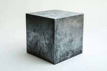 Poster - A textured, metallic cube on a white background.  Industrial, modern design.